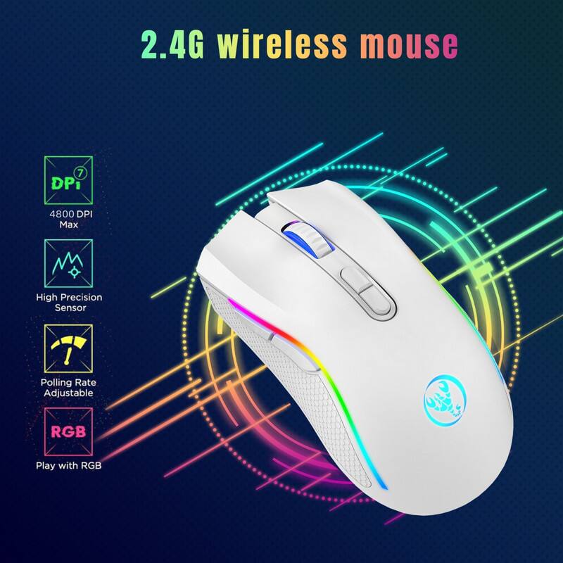 2.4G wireless mouse

- 4800 DPI Max
- High Precision Sensor
- Polling Rate Adjustable
- RGB
- Play with RGB