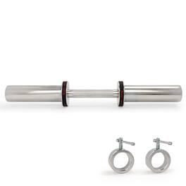 Sunny Health & Fitness - 20" Olympic Dumbbell Bar with Spin-Lock Ring Collars - Silver