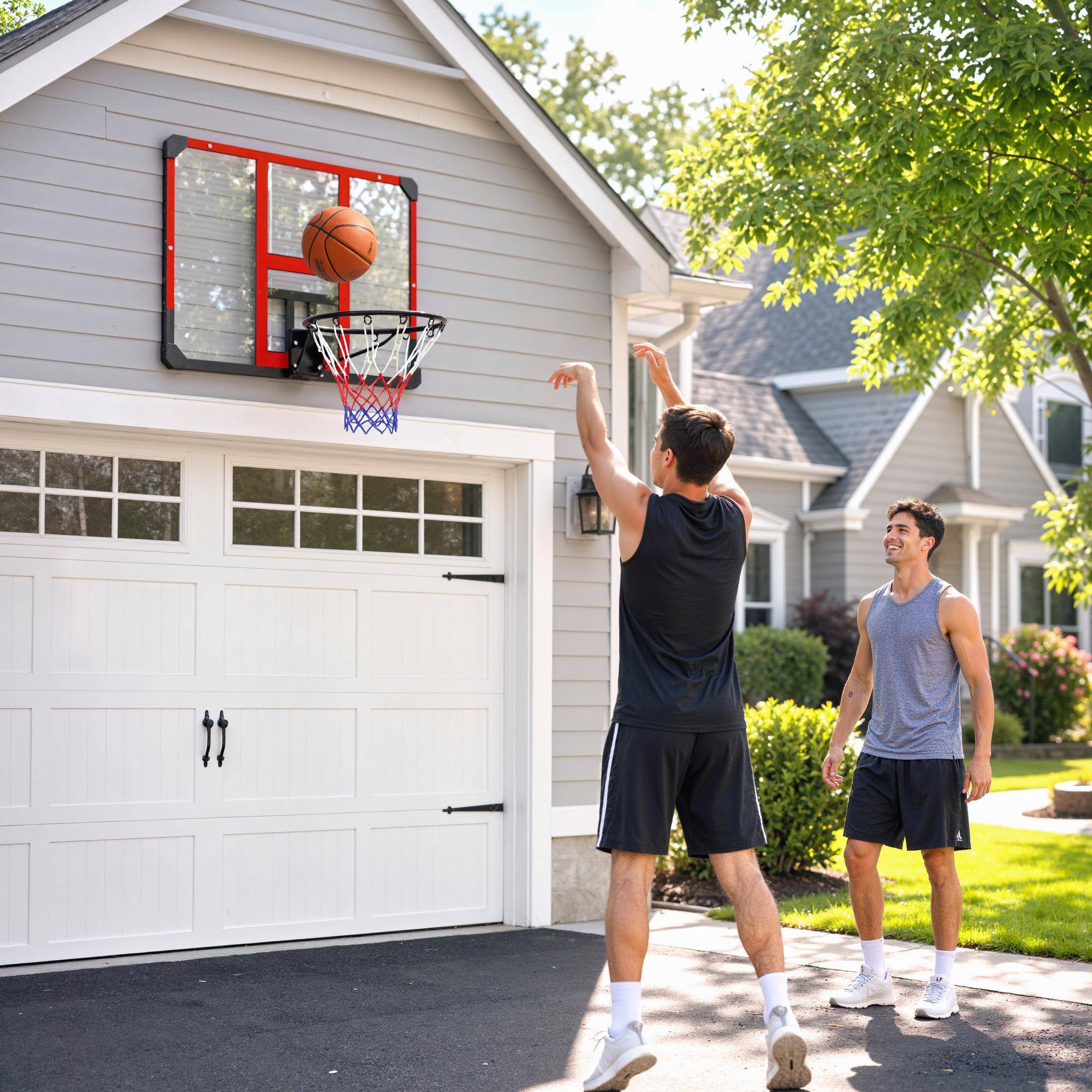 Alt View 1. Soozier - Mounted Basketball Hoop with Shatter-Resistant Backboard - Black, Clear, Red.