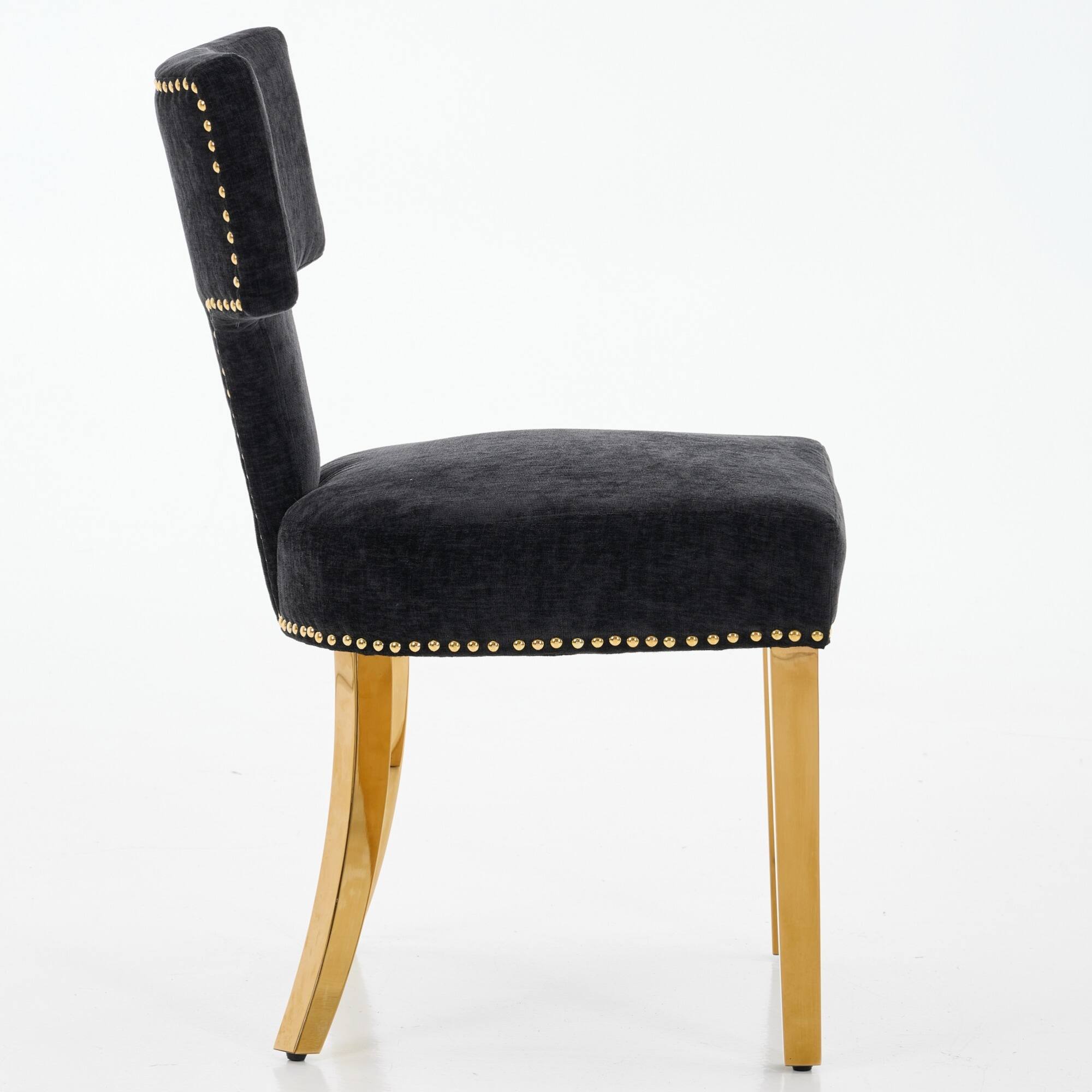 Alt View 1. GOODSILO - Modern Upholstered Dining Chairs Set of 2 with Curved Backrest and Stainless Steel Legs - Black.