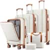 Front. LUGGEX - LUGGEX 5 Piece Expandable Hardside Luggage Set with Tote and Toiletry Bag - Graduation Gift - FX-Lite - White.