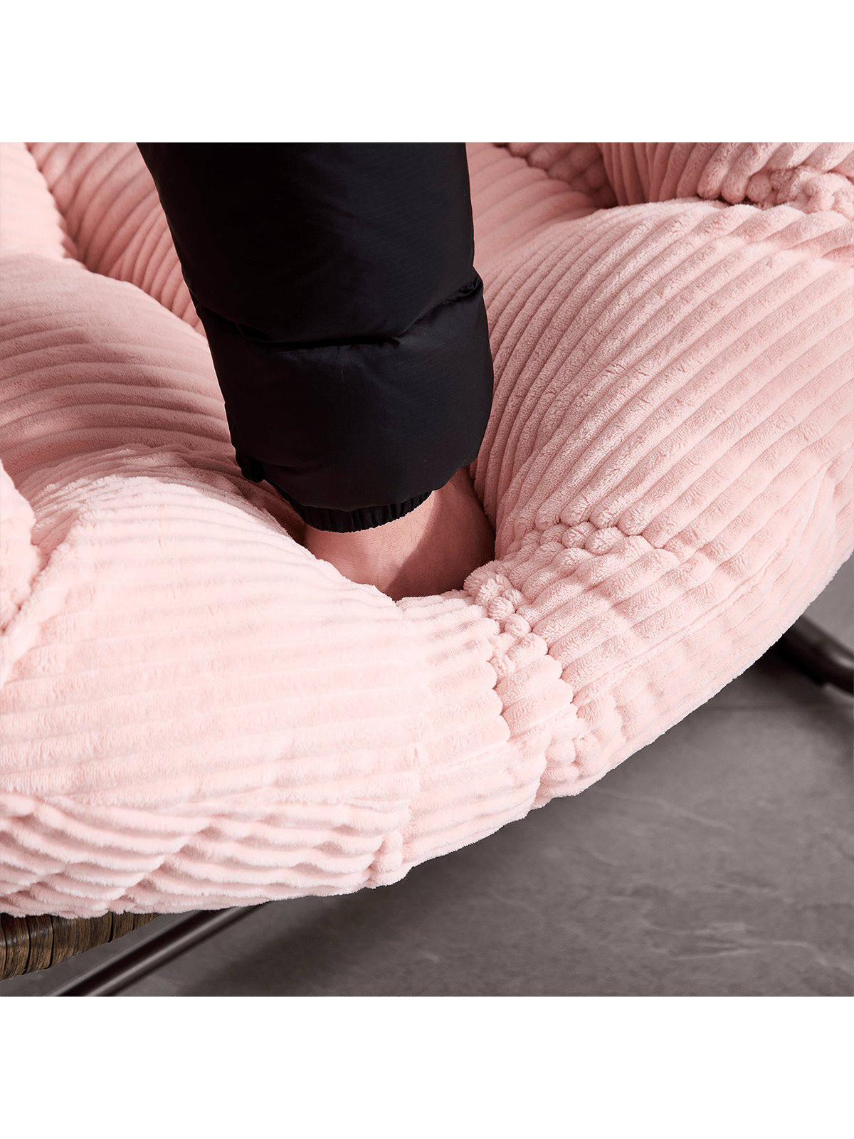 Alt View 2. Trinkets Crazed - Outdoor Indoor Rocking Chair Set Of 2, Oversized Patio Papasan Rocking Egg Chair With Padded Cushion - Pink.