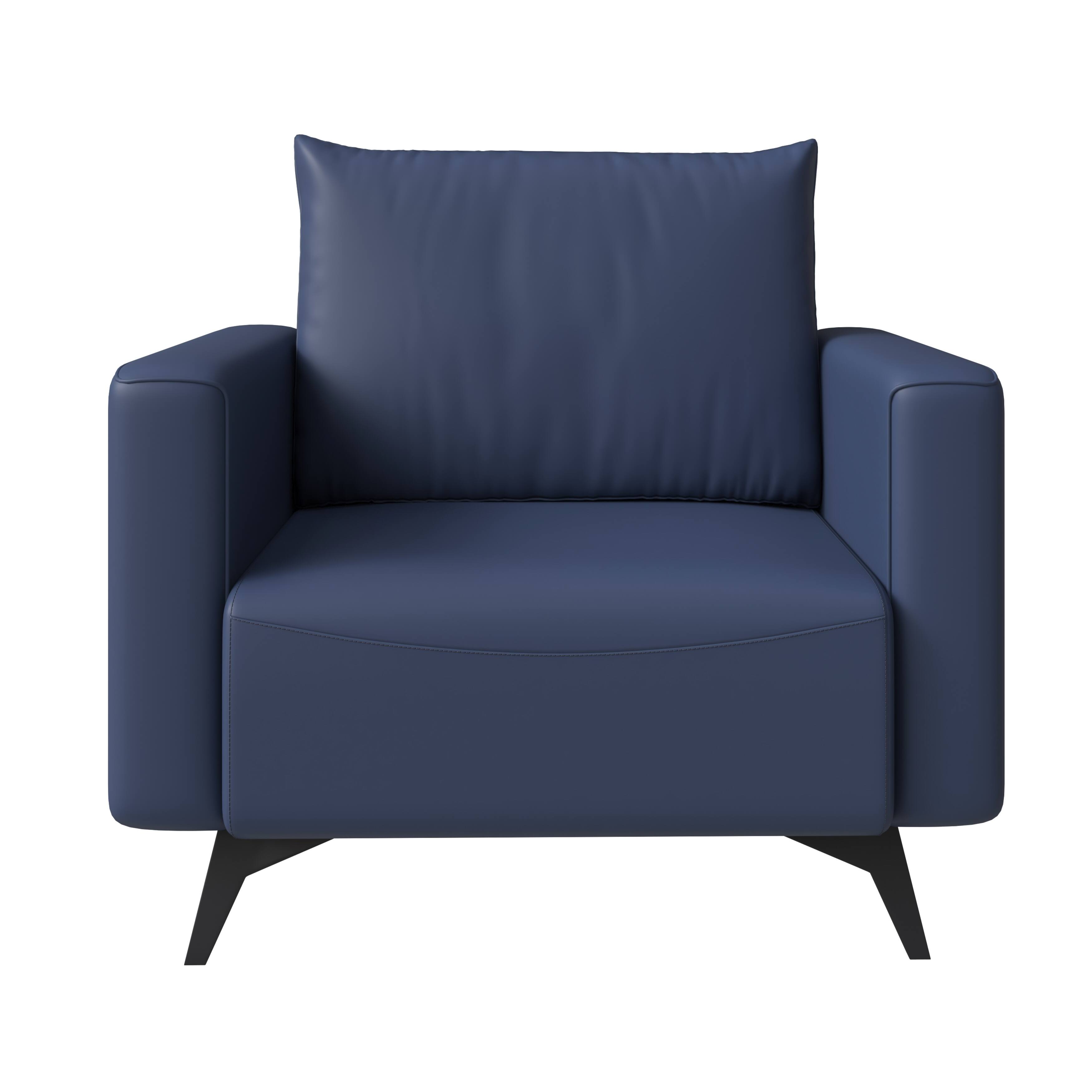 Alt View 2. LeisureMod - Inno Modern Leather Accent Chair, Solid Wood Frame Armchair - Scratch Resistant - Dark Blue.