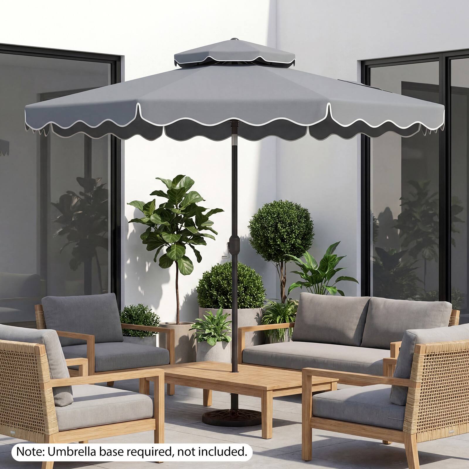 Note: Umbrella base required, not included.