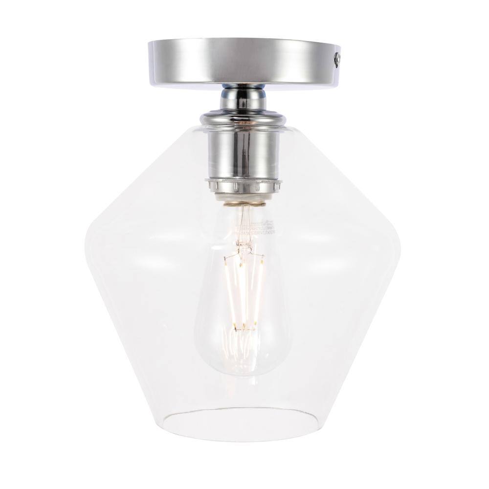 Alt View 8. Living District - Gene 1 light Chrome and Clear glass Flush mount - Chrome And Clear Glass.