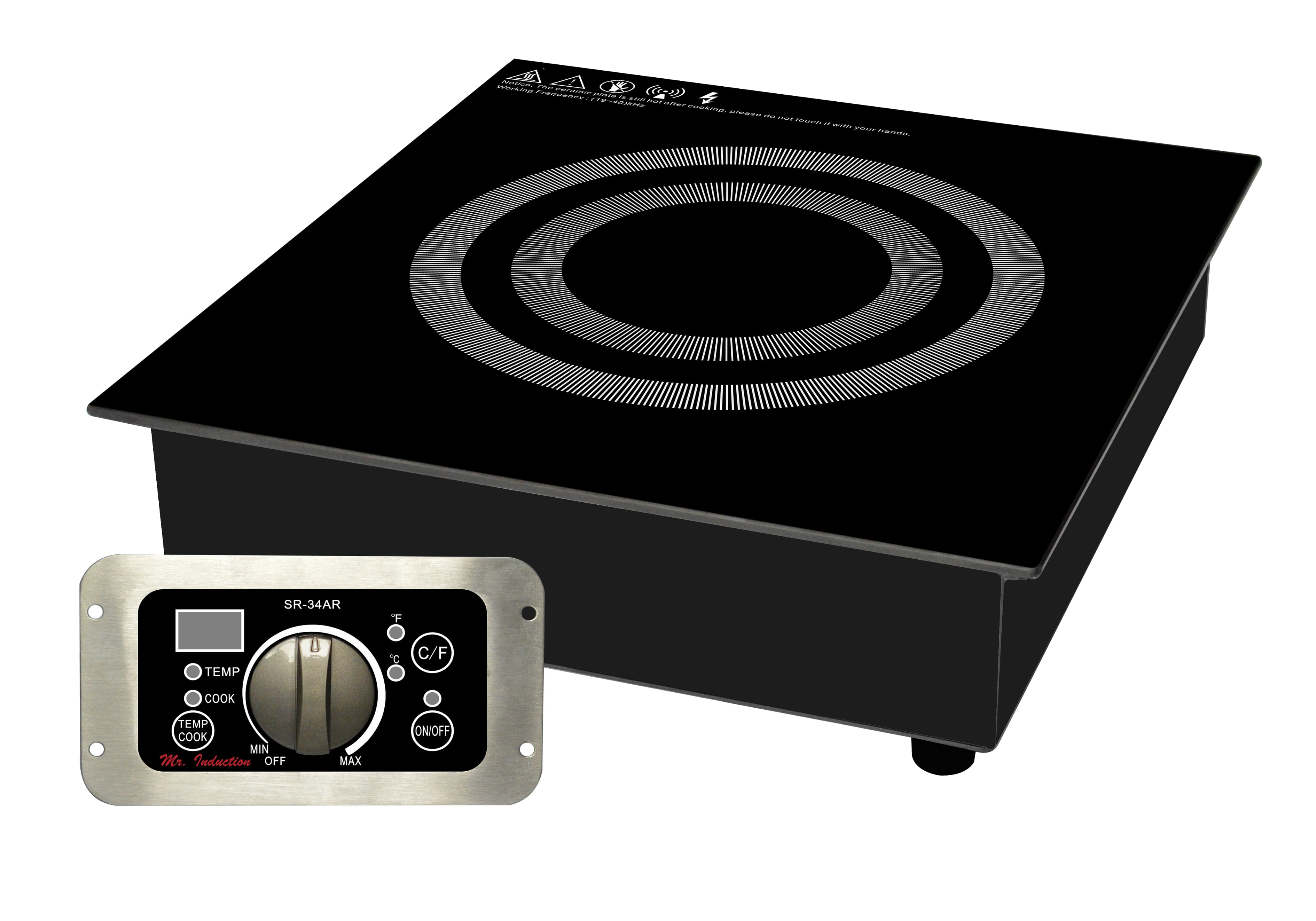SPT - 3400W Built-In/Countertop Commercial Induction Cooktop (220-240V) - Black