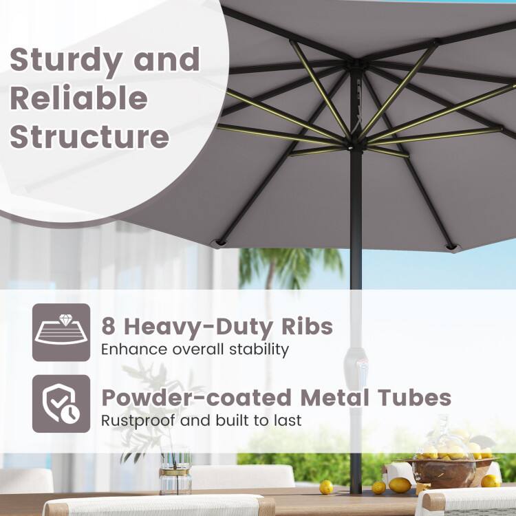 Sturdy and Reliable Structure

8 Heavy-Duty Ribs Enhance overall stability

Powder-coated Metal Tubes Rustproof and built to last