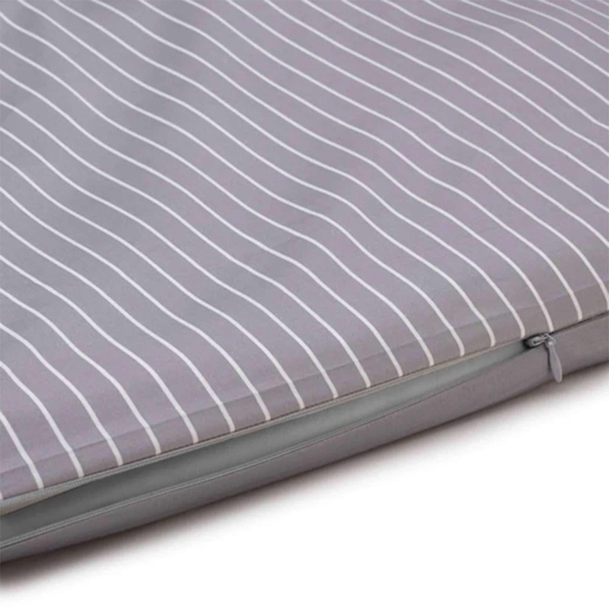 Alt View 3. Sleepgram - Sleepgram Supima 400 Thread Count Cotton Duvet Cover with Travel Bag, Twin, Grey - Grey Stripe.