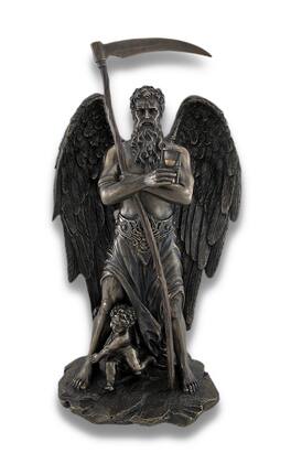 Veronese Design - Father Time Chronos Standing with Child Playing at His Feet - Brown