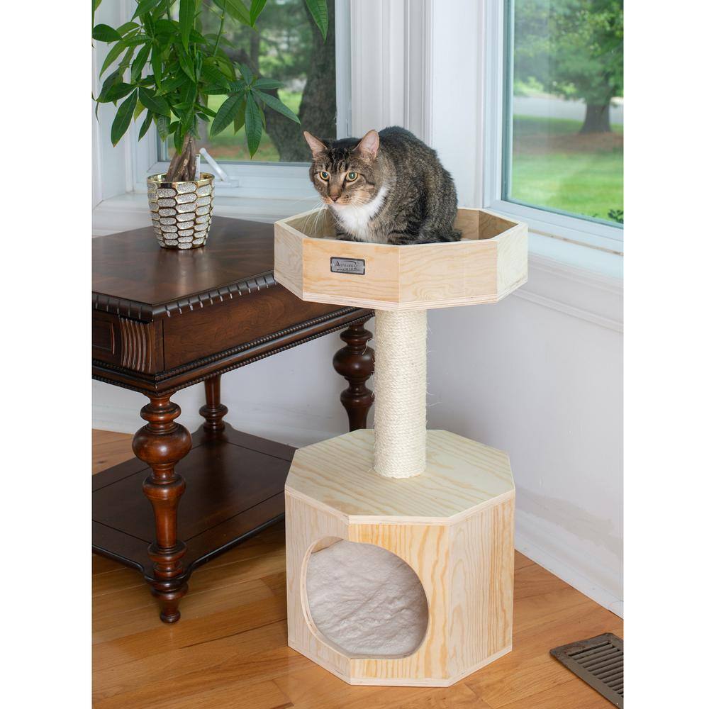 Alt View 1. Armarkat - Premium Scots Pine 29Inch Real Wood Cat Tree With Perch And Condo - Beige.