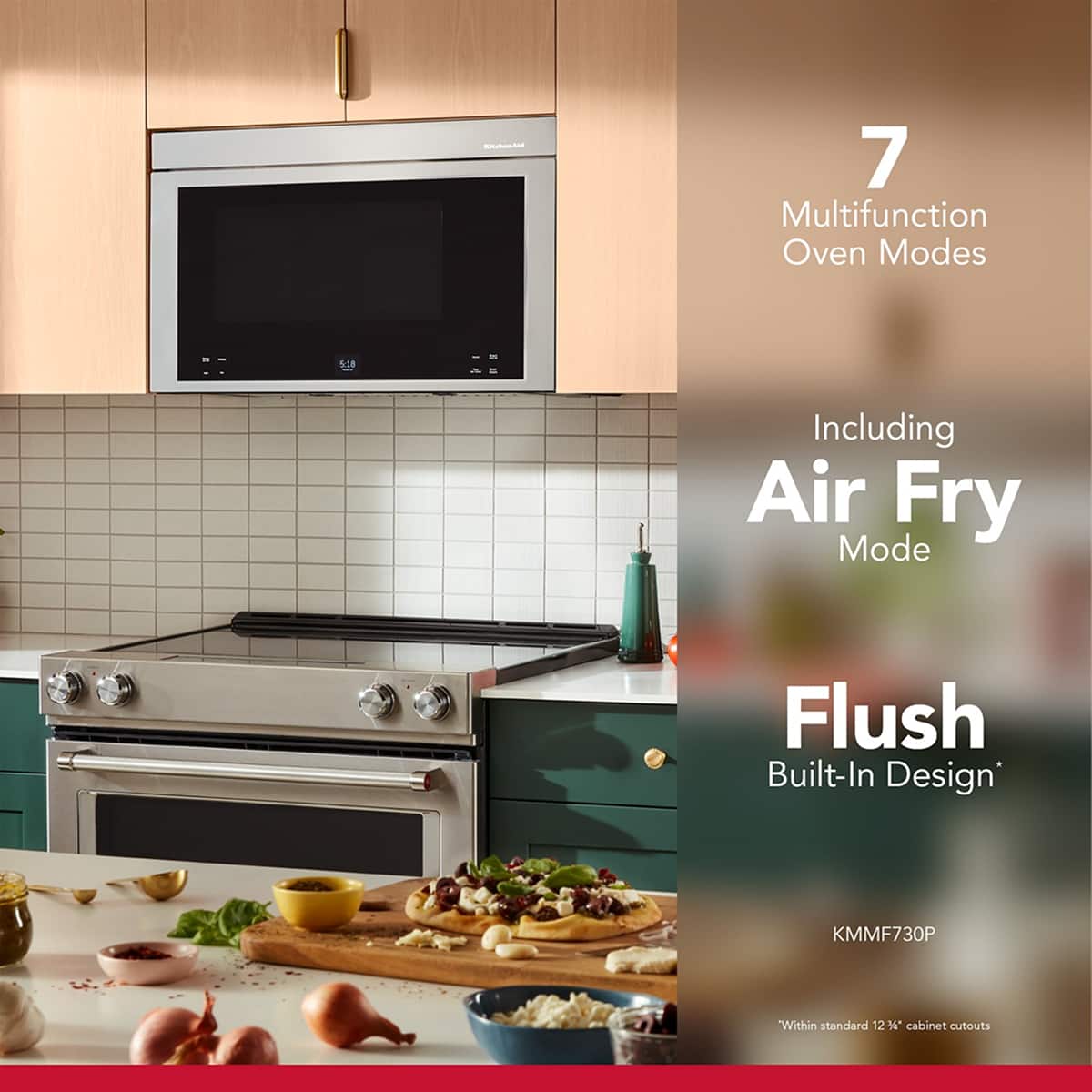 KitchenAid KitchenAid - 1.1 Cu. Ft. Convection Flush Built-In Over-the-Range Smart Microwave with Sensor Cooking and Air Fry Mode - Stainless Steel 4