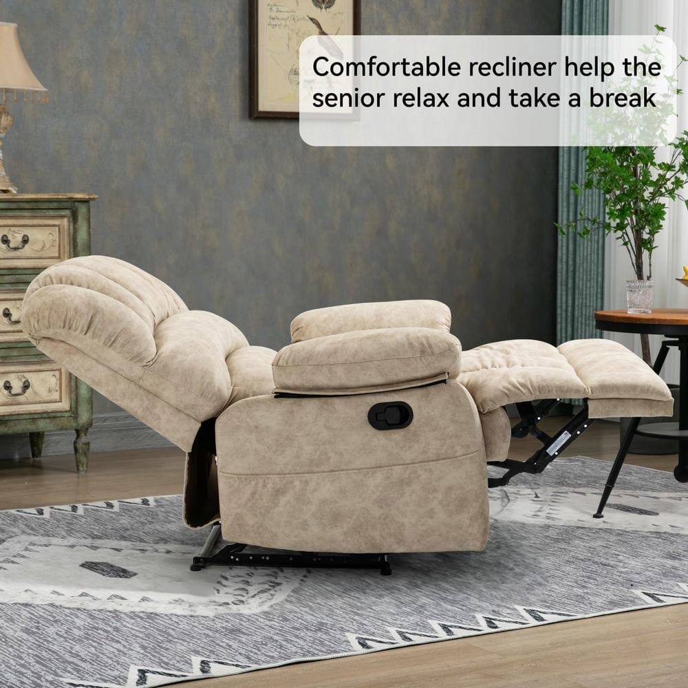Comfortable recliner helps the senior relax and take a break.