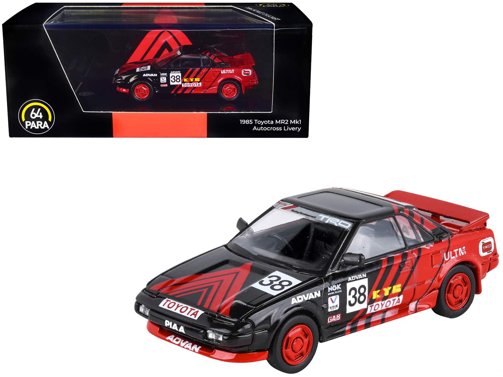 "1985 Toyota MR2 MK1 RHD (Right Hand Drive) #38 Red and Black ""Autocross Livery"" 1/64 Diecast Model Car by Paragon Models" price history on PriceWatchPro