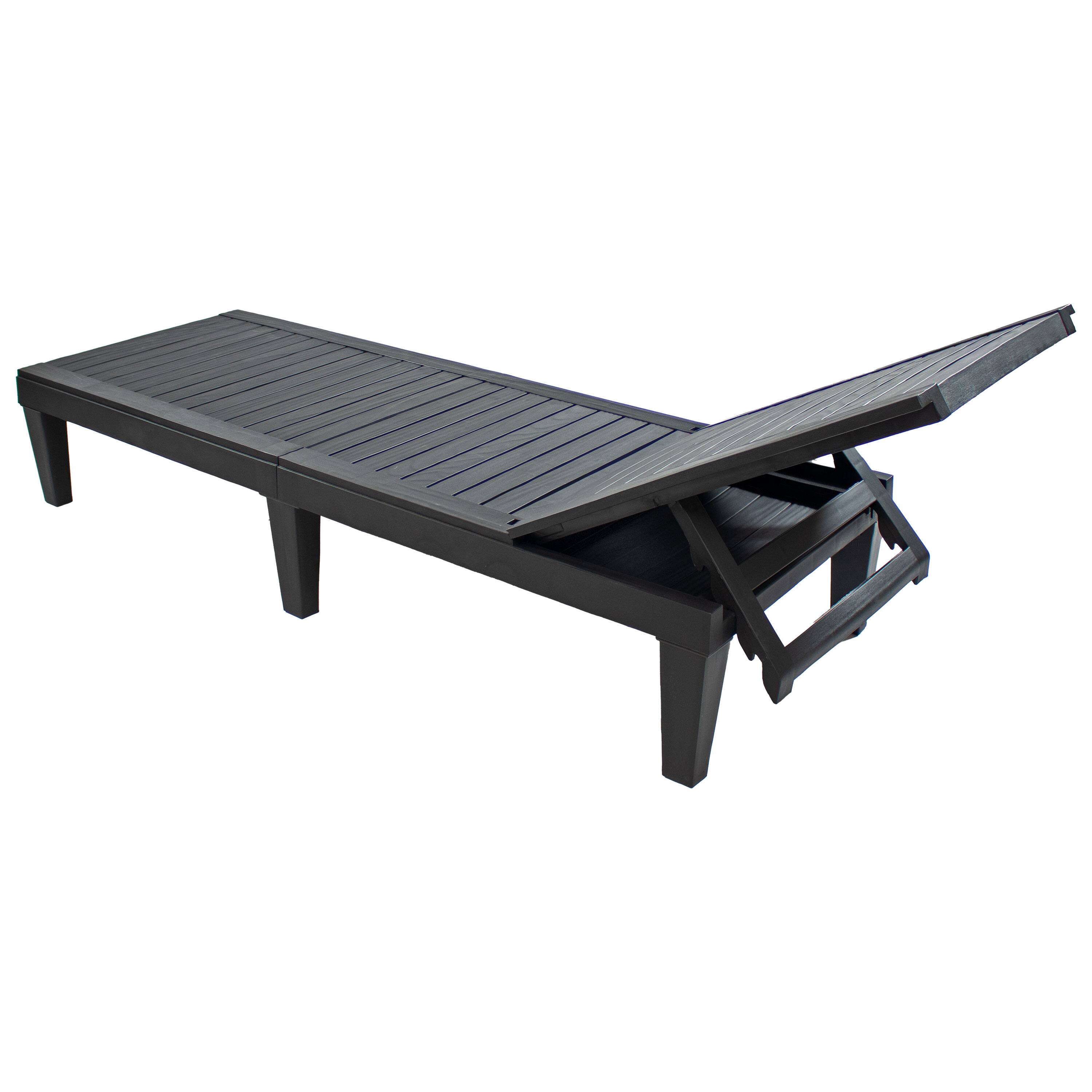 Alt View 8. Sunnydaze - 5-Position Adjustable Sun Lounger - Set of 2 - Black.