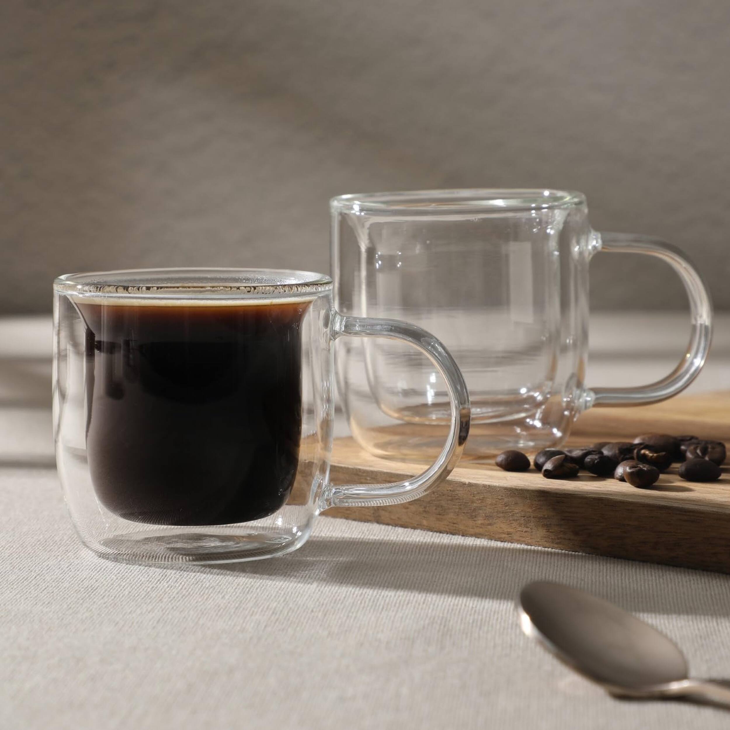 Alt View 2. Mr. Coffee - Mr. Coffee Salon Espresso 2 piece 3 Ounce Double Wall Insulated Glass Mug Set - Clear.
