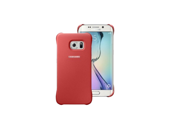 Front. Samsung - Samsung Galaxy S6 Edge Protective Cover I Color: Coral (Red) - Coral (Red).