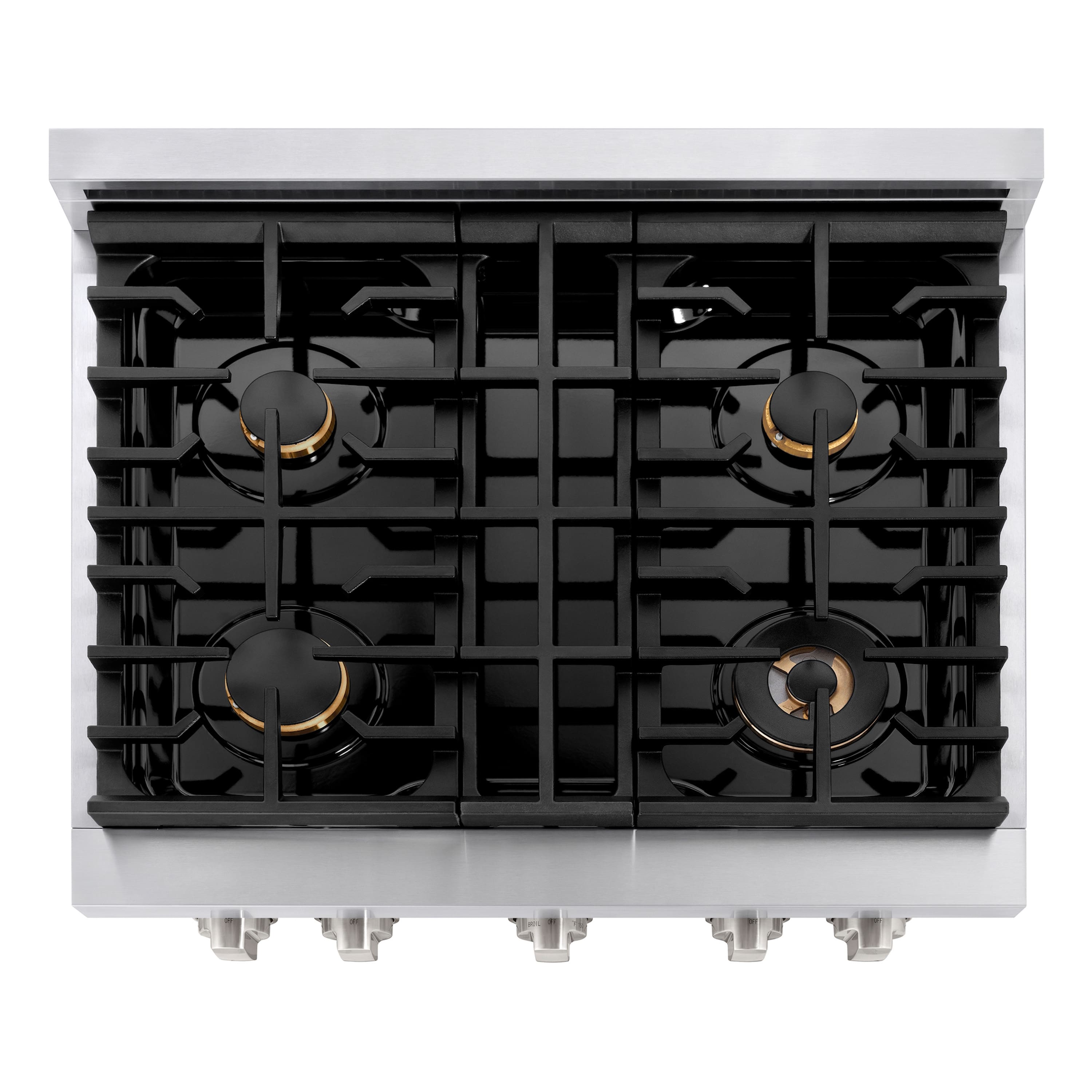 Alt View 1. ZLINE - 30" Paramount Gas Range w/ Convection Oven in Stainless Steel w/ 4 Brass Burners (SGR-BR-30) - Stainless Steel.