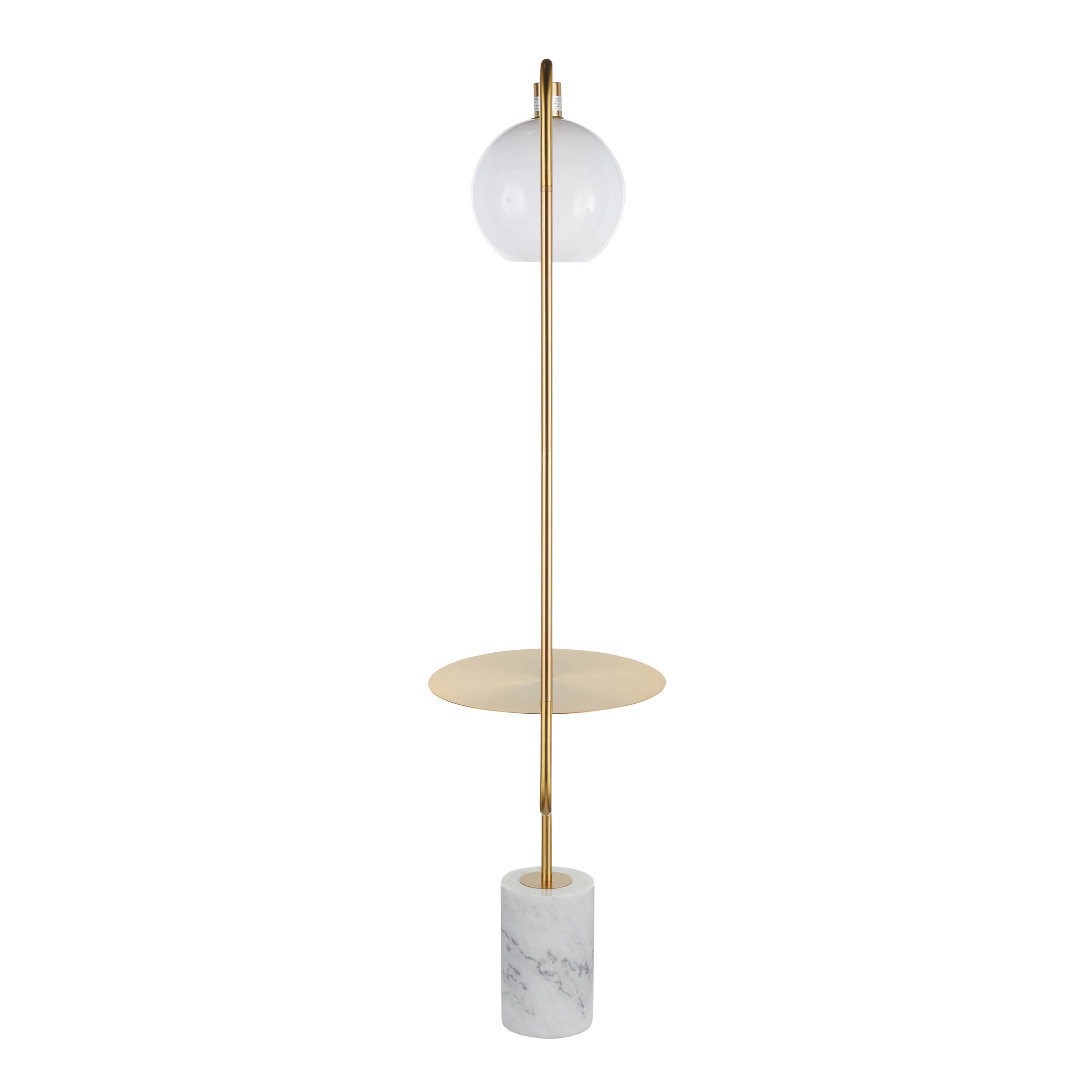 Alt View 1. Loheer - Loheer Contemporary Floor Lamp Gold Metal Side Table White Marble Base Living Room Lighting - Gold.