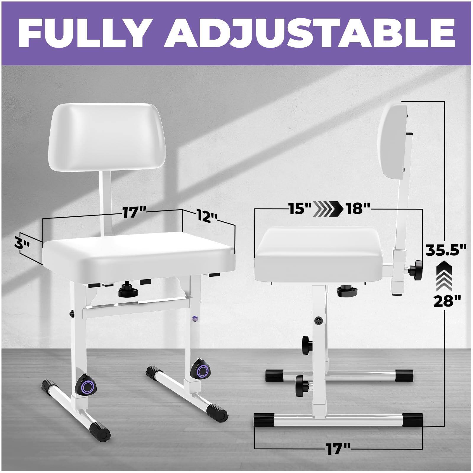 FULLY ADJUSTABLE

- 3"
- 17"
- 12"
- 15" to 18"
- 35.5"
- 28"
- 17"