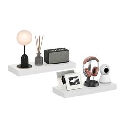 Furinno - TANNA Floating Shelves for Wall 9 x 24 Wall Shelf, Set of 2, Wall Mounted Shelf with Invisible Bracket, 2-in Thick - White
