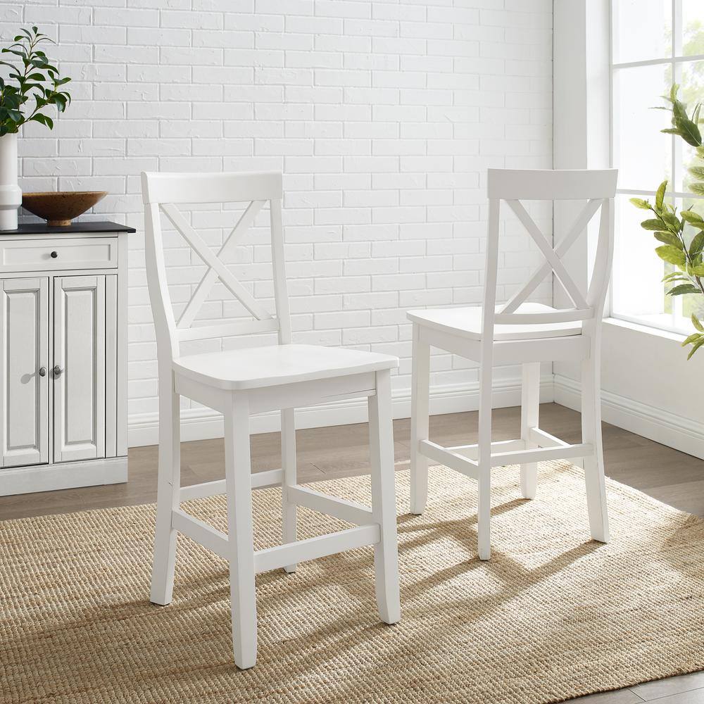 Alt View 5. Crosley Furniture - X-Back 2-Piece Counter Height Bar Stool Set - 2 Stools - White.