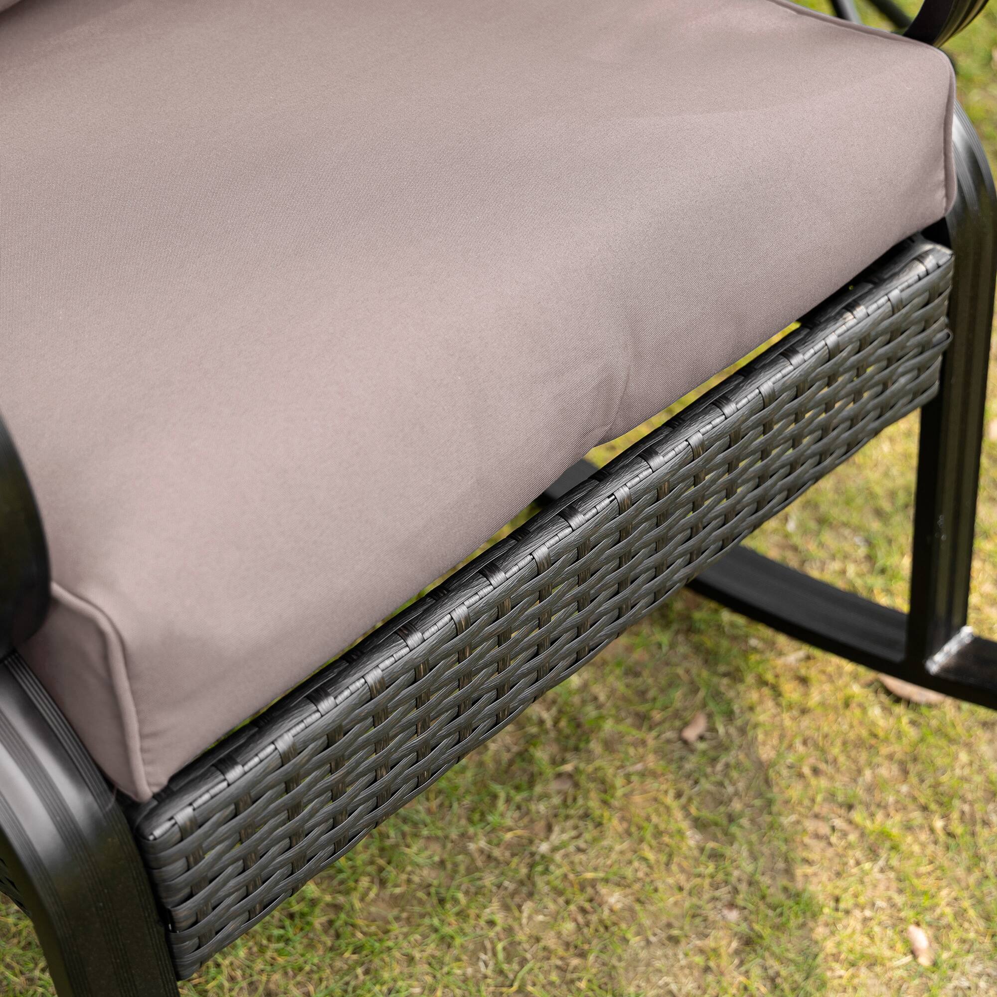 Alt View 7. Outsunny - 2 Piece Outdoor Wicker Rocking Chairs with Padded Cushions, Aluminum Furniture Rattan Porch Rocker Chairs w/ Armrest - Gray.