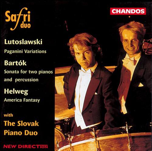 Safri Duo  
Lutoslawski  
Paganini Variations  
Bartók  
Sonata for two pianos and percussion  
Helweg  
America Fantasy  
with The Slovak Piano Duo  
NEW DIRECTION