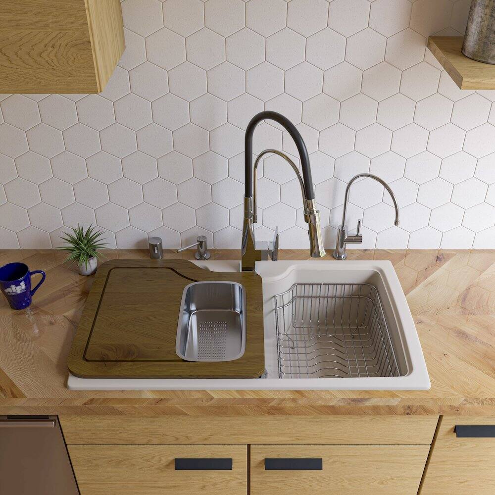 Alt View 2. Alfi - ALFI brand Biscuit 35 Drop-In Single Bowl Granite Composite Kitchen Sink - Beige.