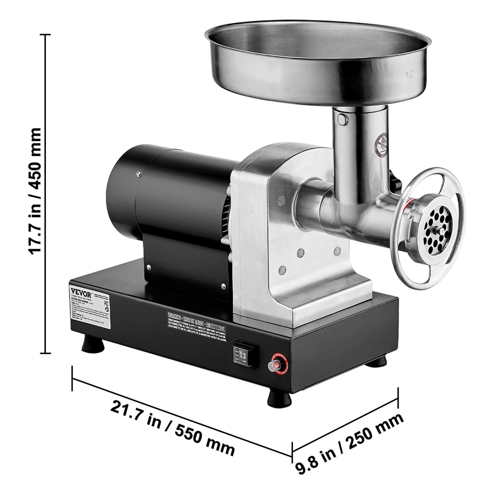 12 mm  
17.7 in / 450 mm  
21.7 in / 550 mm  
9.8 in / 250 mm