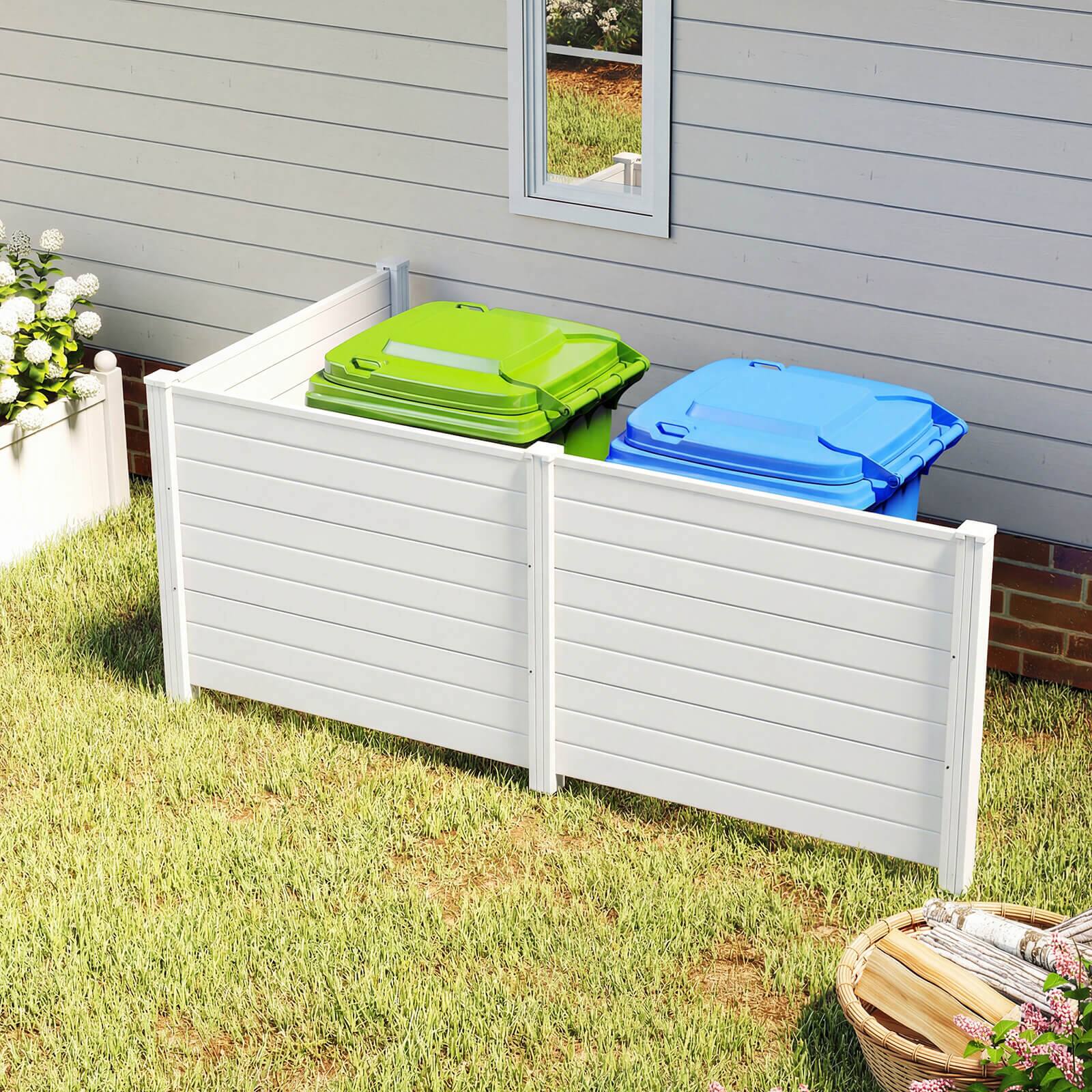 Alt View 1. Costway - Costway 2 PCS Air Conditioner Fence 3 Panels with Metal Ground Stakes, No Dig Trash Can - White.