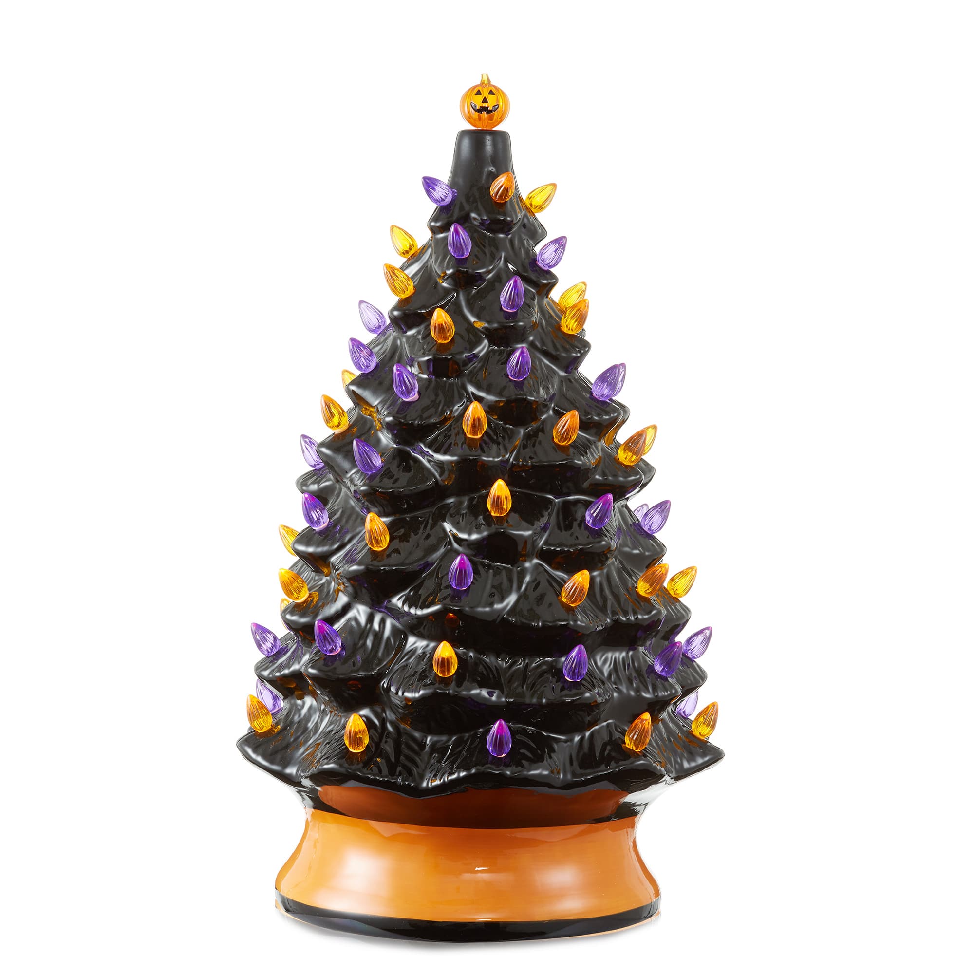 Casafield - 24-in Hand Painted Ceramic Christmas Tree - Pre-Lit Tree with Star - Black
