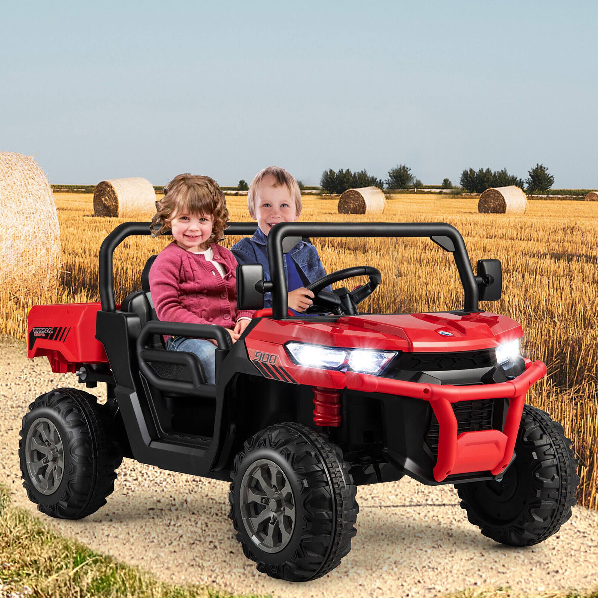 Alt View 2. Gymax - Gymax 12V 2 Seater Ride On UTV Dump Truck Remote w/ Electric Dump Bed & Shovel Red - Red.