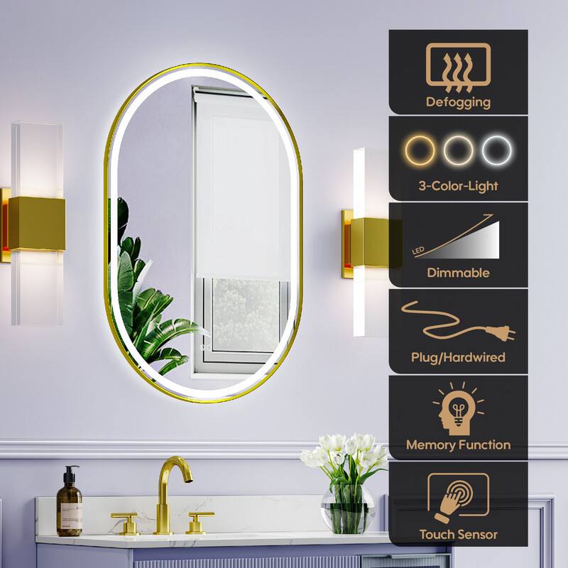 Defogging  
3-Color-Light  
LED Dimmable  
Plug/Hardwired  
Memory Function  
Touch Sensor