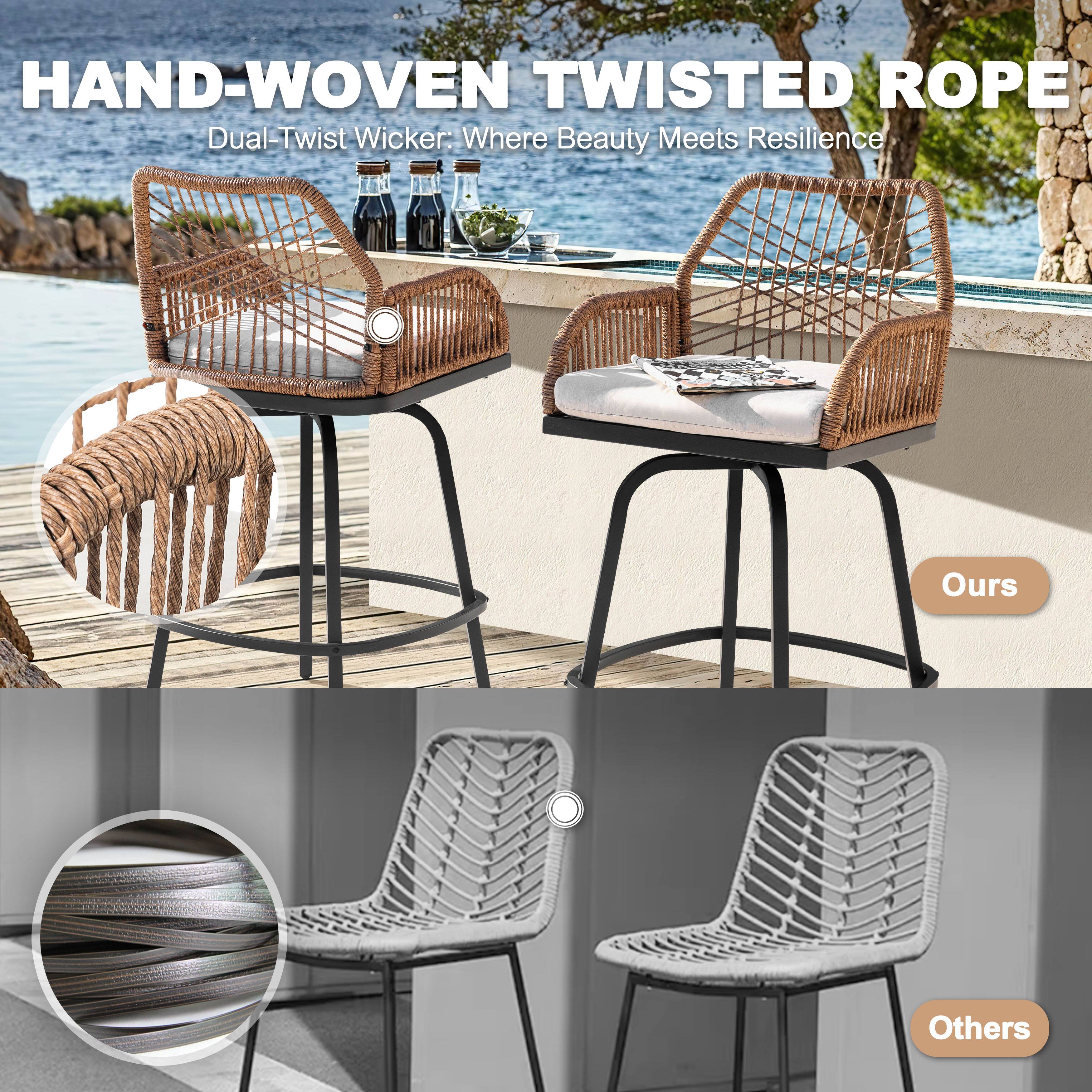 HAND-WOVEN TWISTED ROPE  
Dual-Twist Wicker: Where Beauty Meets Resilience  

Ours  
Others