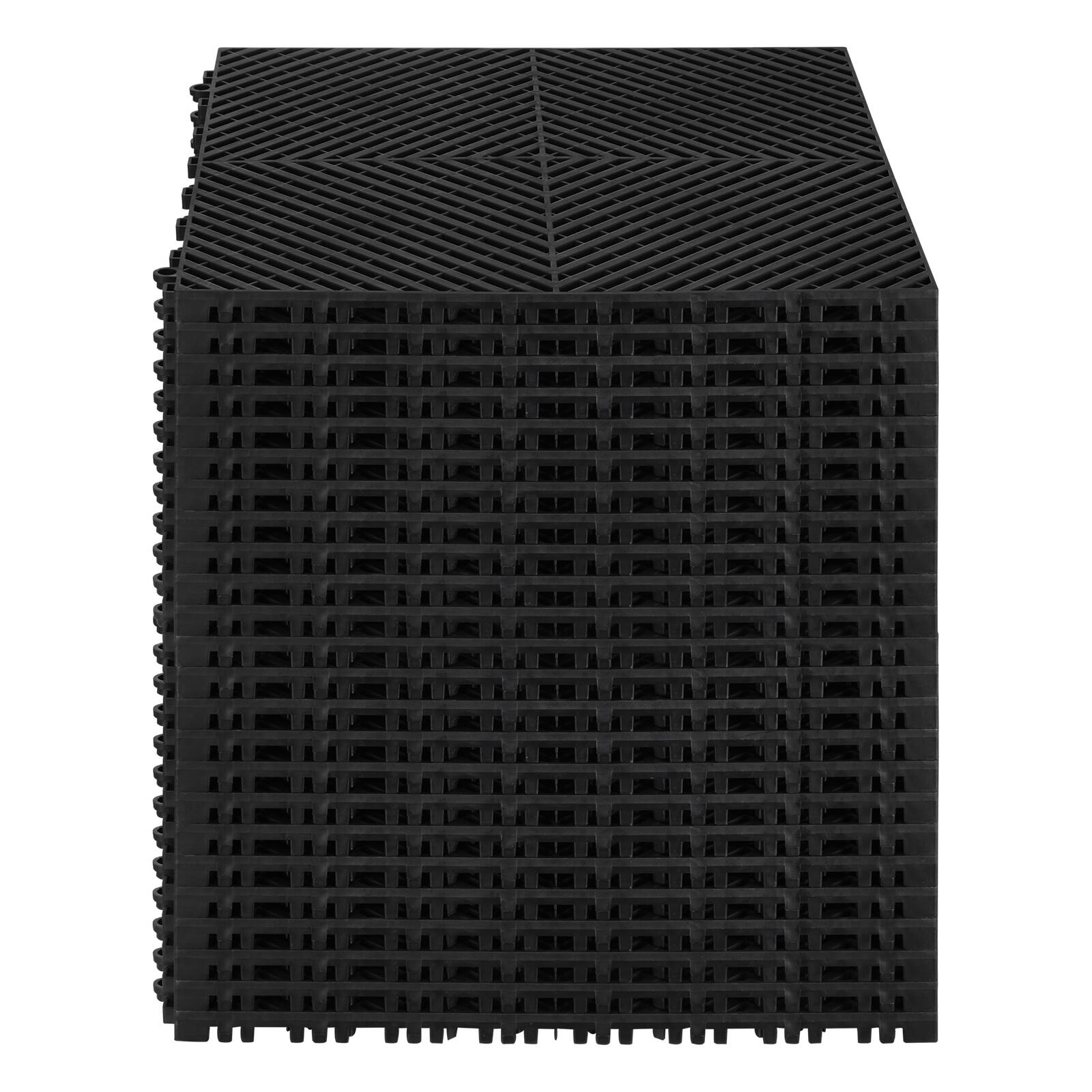 Alt View 5. VEVOR - Interlocking Drainage Mat, 15.7” x 15.7” Modular Interlocking Cushion, 24 Pcs Splicing Drainage Mats, Non-Slip - Black.