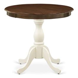 East West Furniture - Dinning Table - Walnut Table Top and Linen White Pedestal Leg Finish - Multi-Color