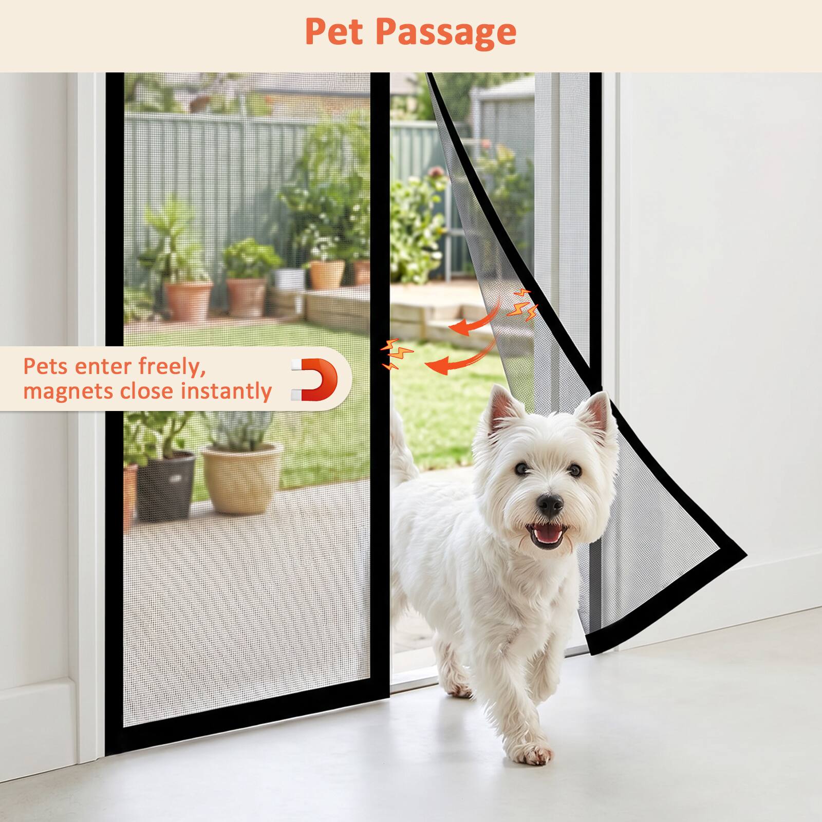 Upgraded Magnetic Screen Door Self Sealing Hands Free Mesh Curtain