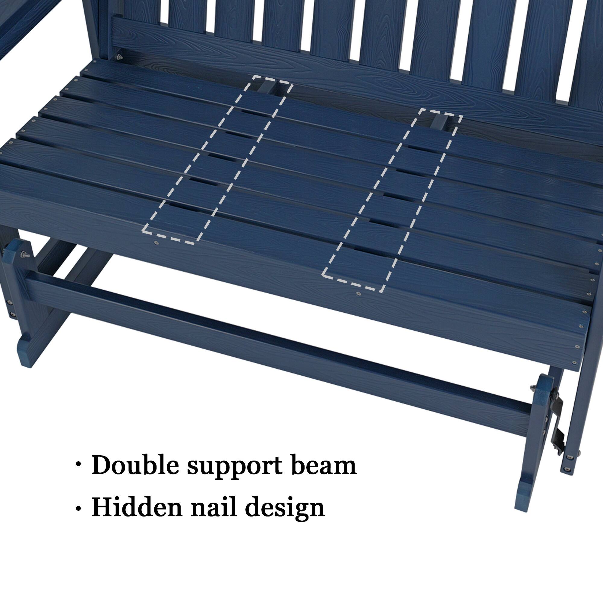 - Double support beam
- Hidden nail design