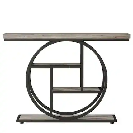 Front. Hivvago - Modern 41-inch Wide Narrow Entryway Console Table with Grey Wood Finish Shelves - Grey.