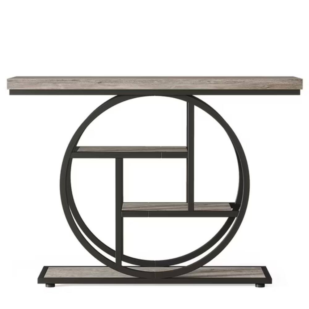 Front. Hivvago - Modern 41-inch Wide Narrow Entryway Console Table with Grey Wood Finish Shelves - Grey.