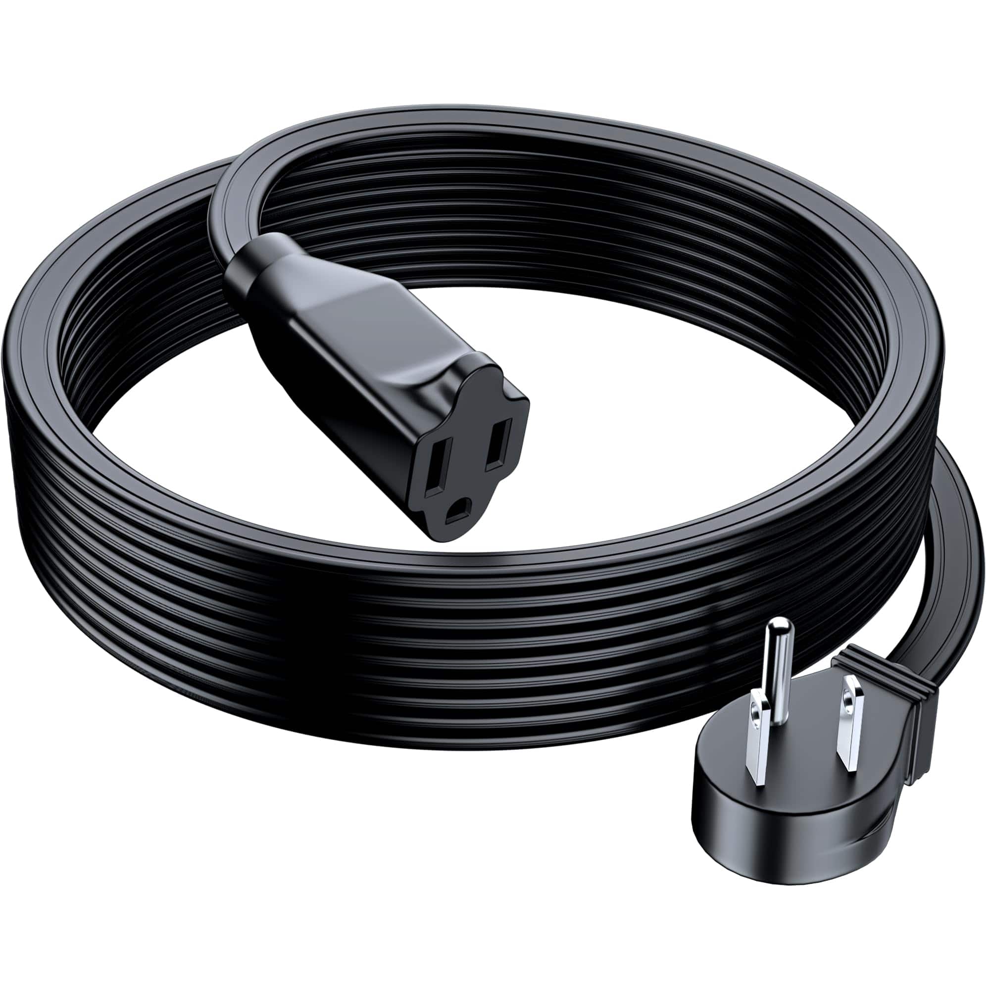 Maximm - Extension Cord (20 ft) 1 Outlet Flat Wire, 3-Prong 45° Angled Flat Plug, 16 AWG Power Cord - UL Certified - Black