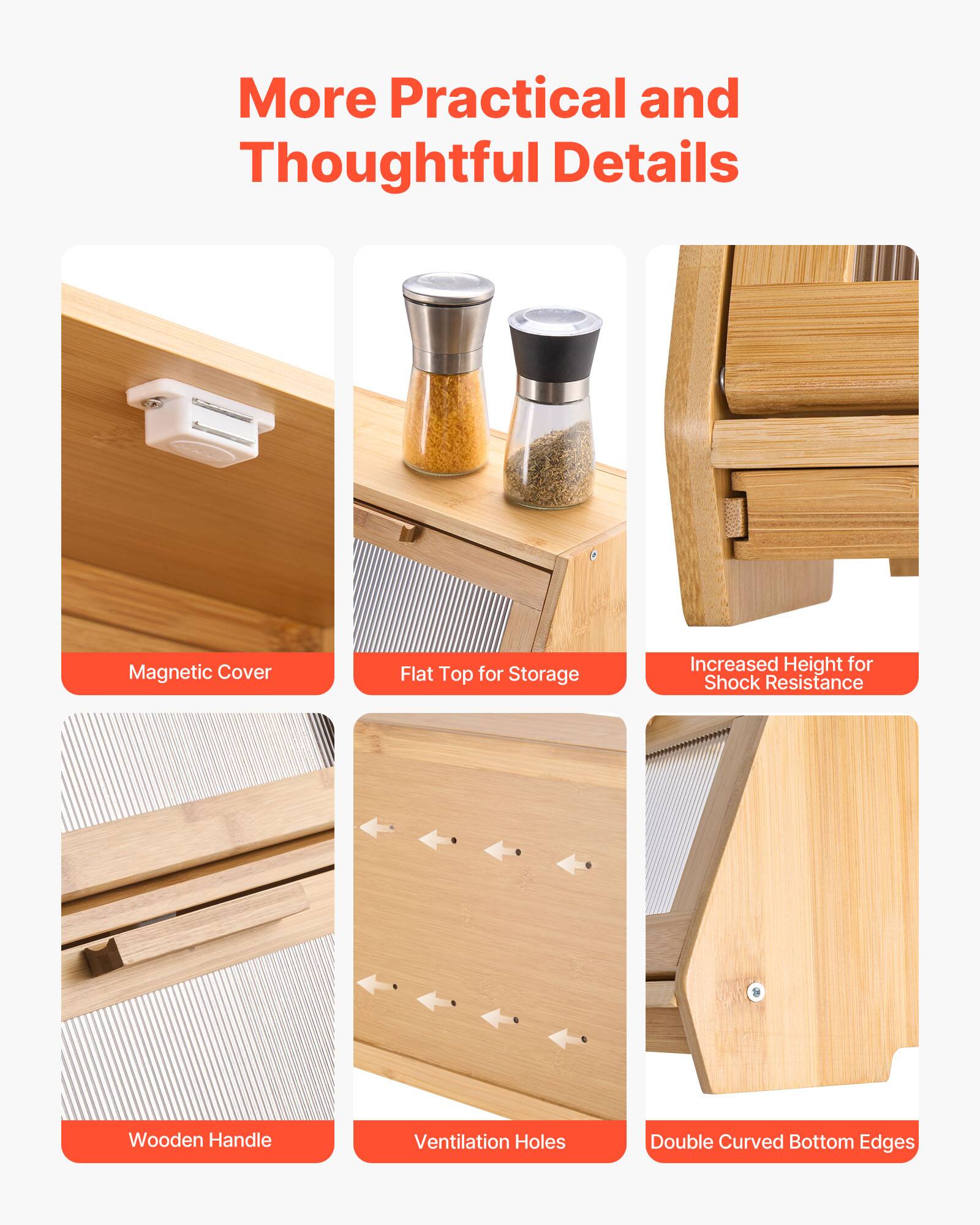 More Practical and Thoughtful Details:

- Magnetic Cover
- Flat Top for Storage
- Increased Height for Shock Resistance
- Wooden Handle
- Ventilation Holes
- Double Curved Bottom Edges