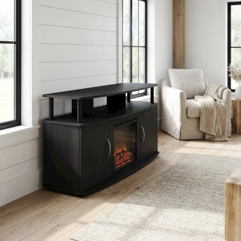Alt View 1. FurniFact - Brown Electric Fireplace TV Stand with Spacious Storage for TVs up to 55 Inches - Brown.