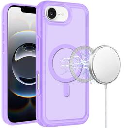 Kitcheniva - Magnetic Circle Sleek Hybrid Phone Cover Plus Tempered Glass For iPhone 16e/17e - Purple