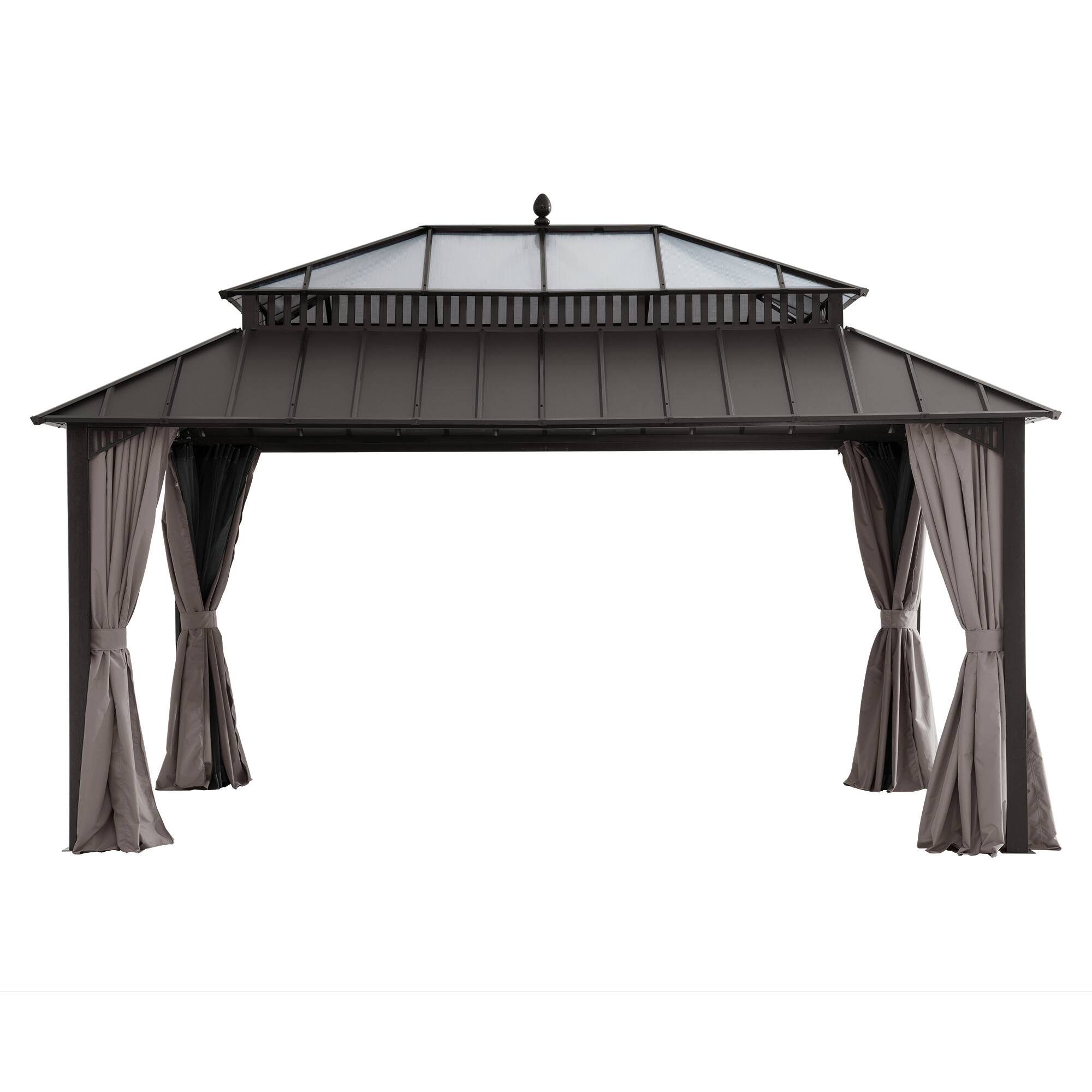 Angle. SUNJOY - 16X12 Kingston PC Top Rectangular Gazebo Brown.