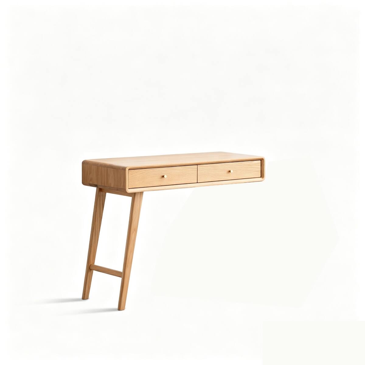 Front. Loheer - Loheer solid oak vanity table, compact 90 cm makeup desk - Oak.