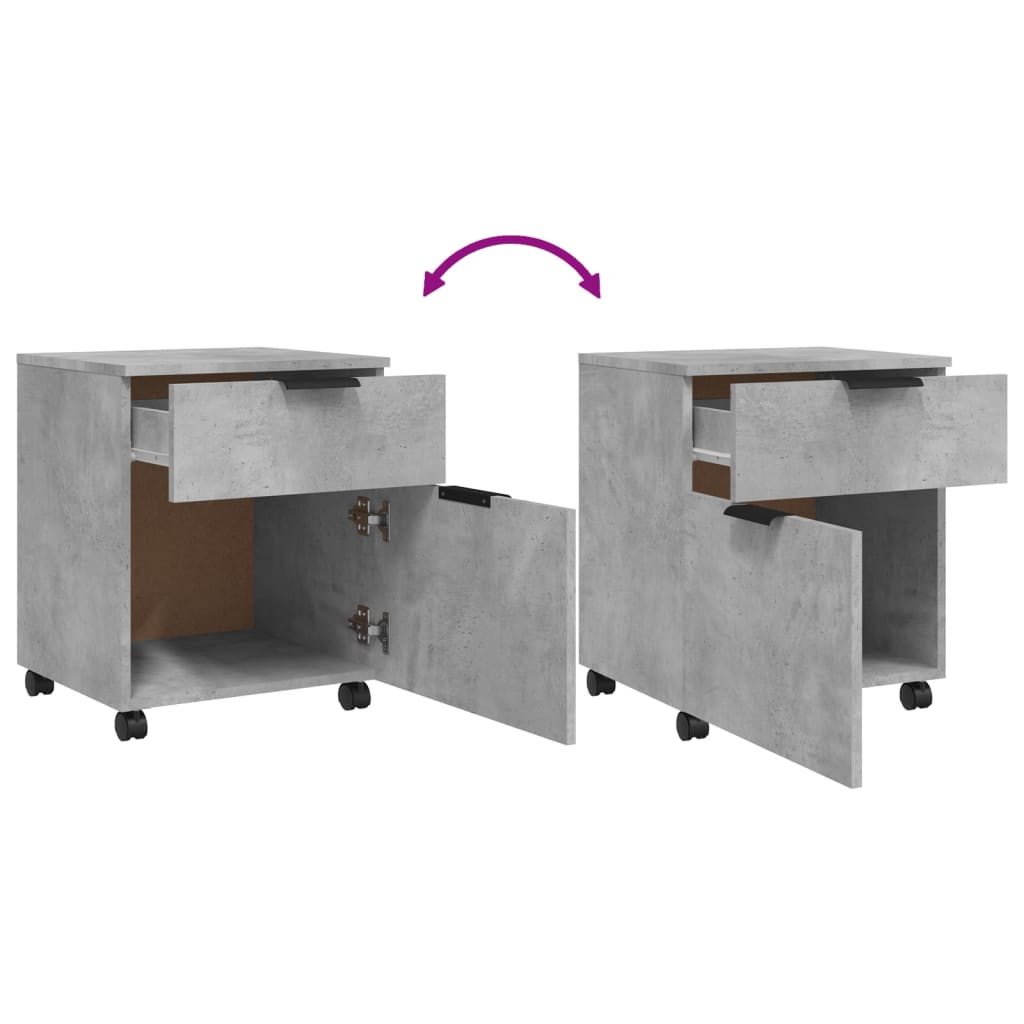 Alt View 5. Boyel Living - Concrete Gray Engineered Wood Mobile File Cabinet - Gray.