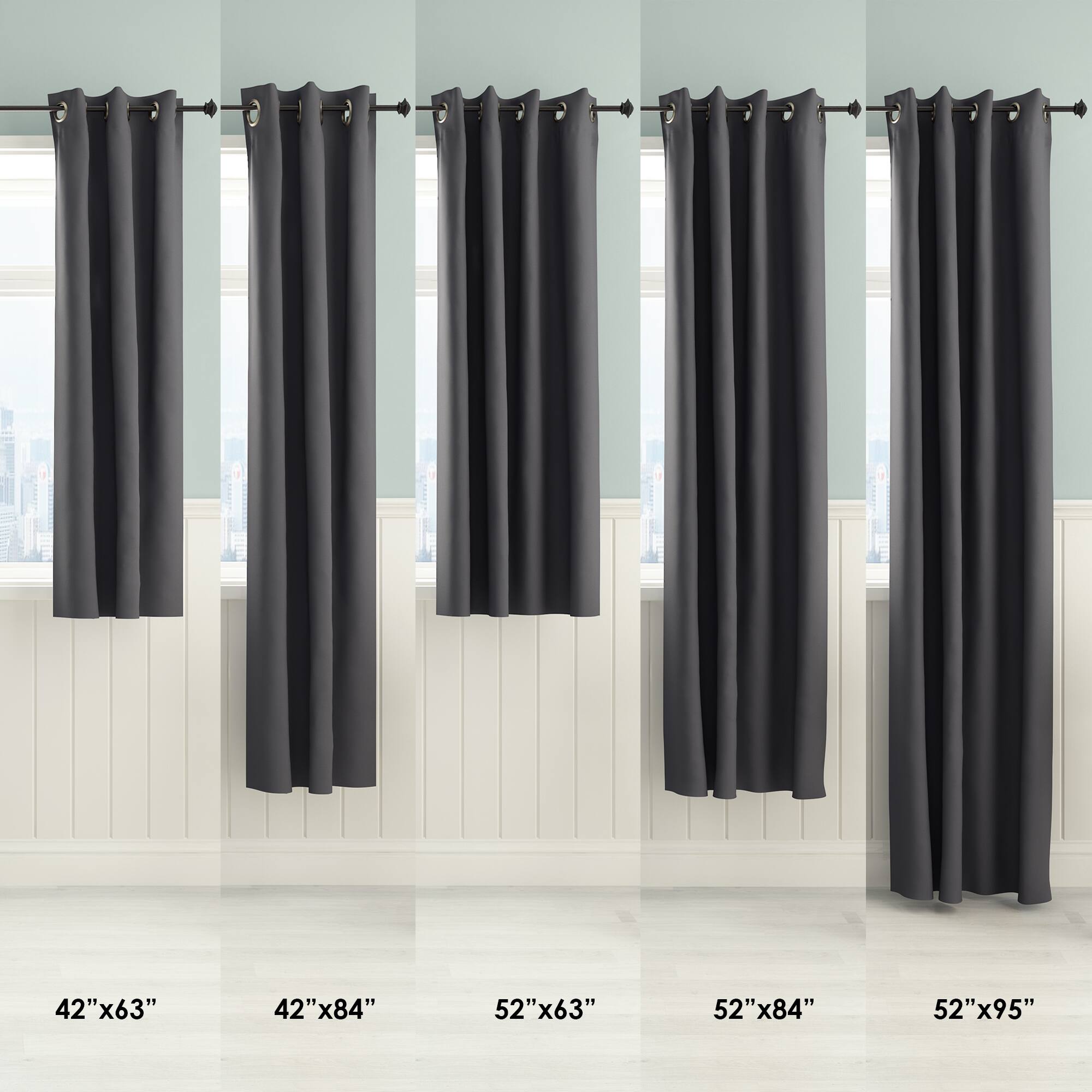 42" x 63"  
42" x 84"  
52" x 63"  
52" x 84"  
52" x 95"