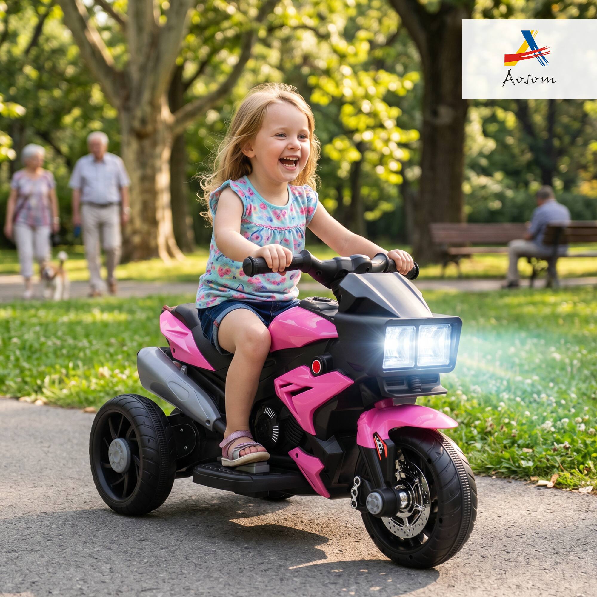 Alt View 7. Aosom - Kids Motorcycle, Battery-Operated Mini Electric Motorbike with Forward/Reverse Switch - Pink.