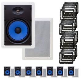 Legrand - MS3801 evoQ 3000 8" In-Wall Speakers Case Pack 8 Pair 16 Speakers total with In Wall Mounting Brackets - Black/Gray